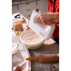 Philips Viva Collection HR3740 Hand Mixer with Turbo Function - Powerful Performance in White/Cashmere Grey